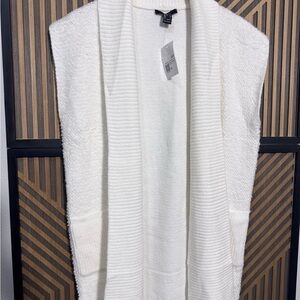 Forever 21 Ivory Open-Front Knit Vest